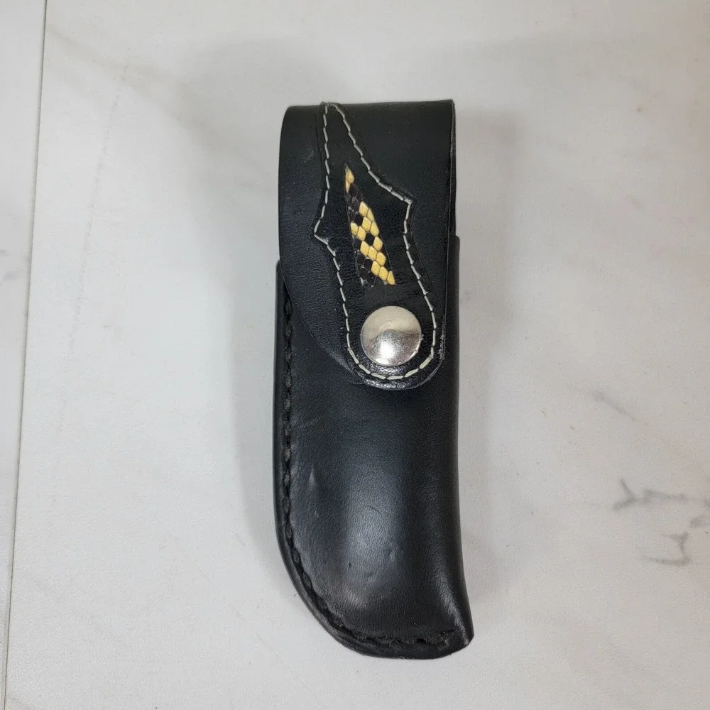 GENUINE Black LEATHER CUSTOM HANDMADE SHEATH FOR KNIFE‎ HOLSTER Snake